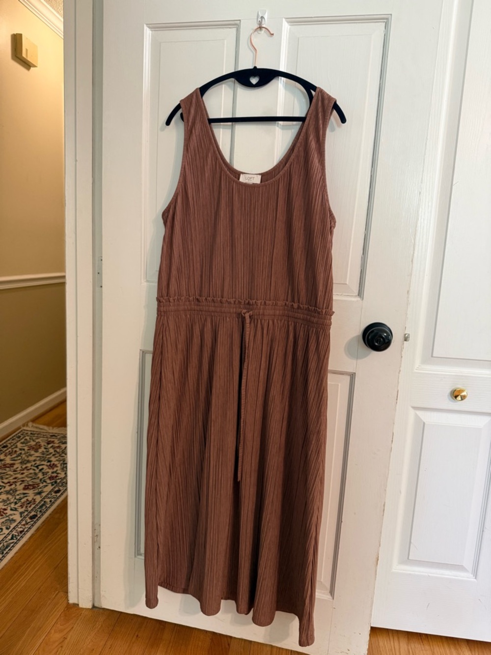 LOFT Outlet Pleated Midi Dress Mauve Brown Sleeveless Work Office Spring Size XL